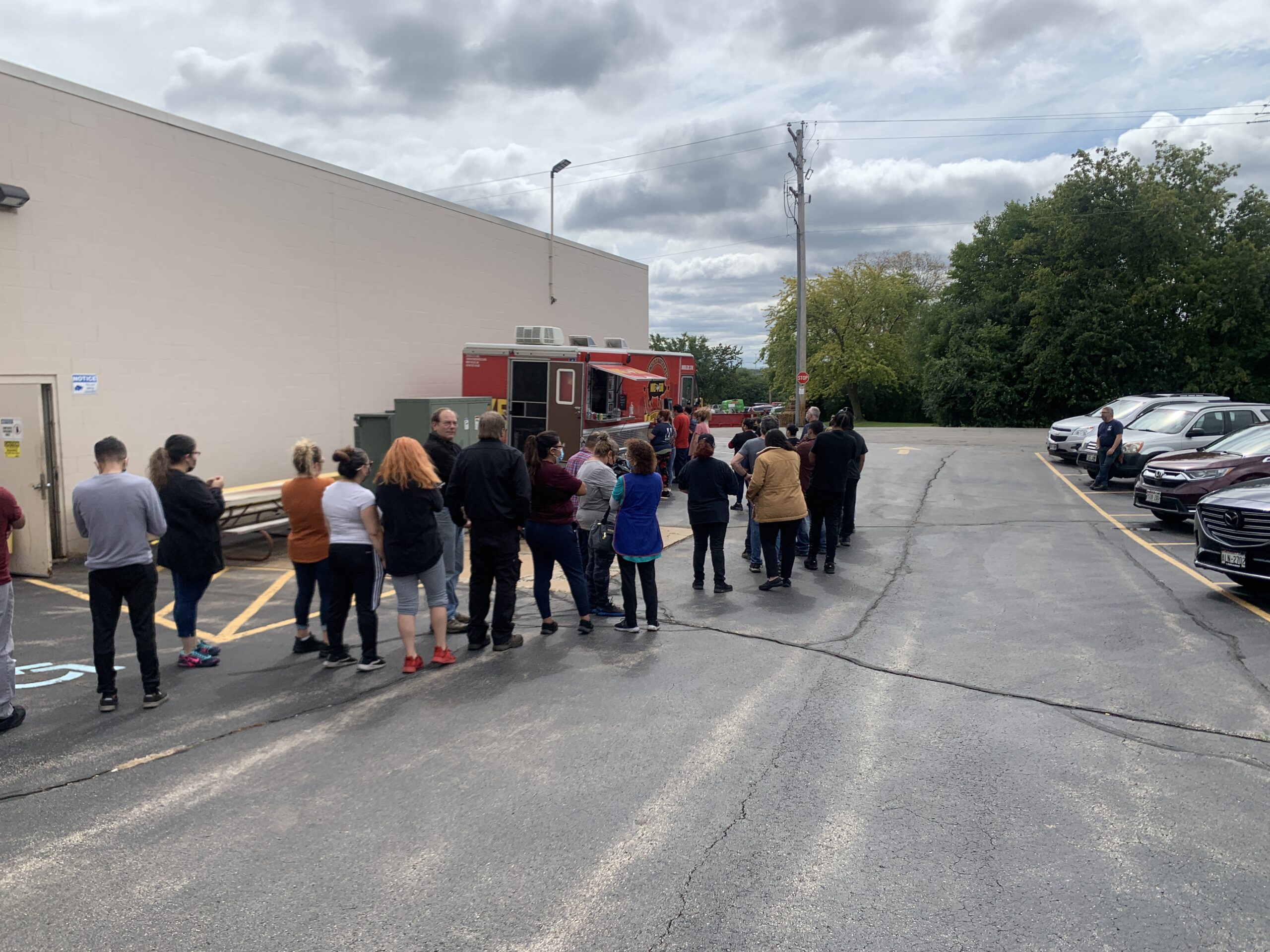 Winco employees getting lunch at a food truck